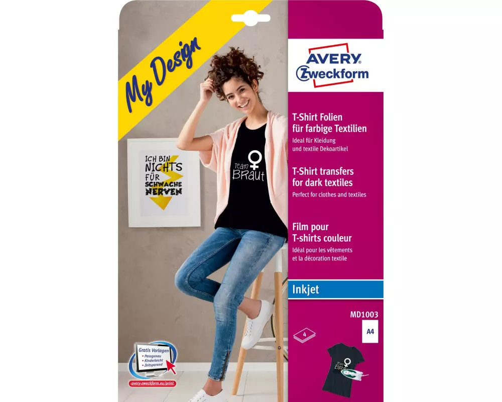 Avery Zweckform Aufbügelfolie Avery Inkjet