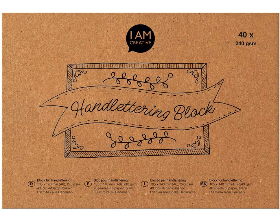 I AM CREATIVE Handletteringblock A6 216900 weiss 40 Blatt