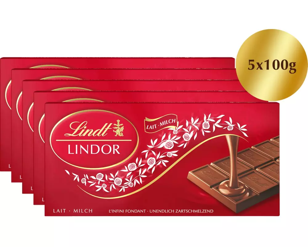Lindt Tafelschokolade Lindor Milch 5 x 100 g