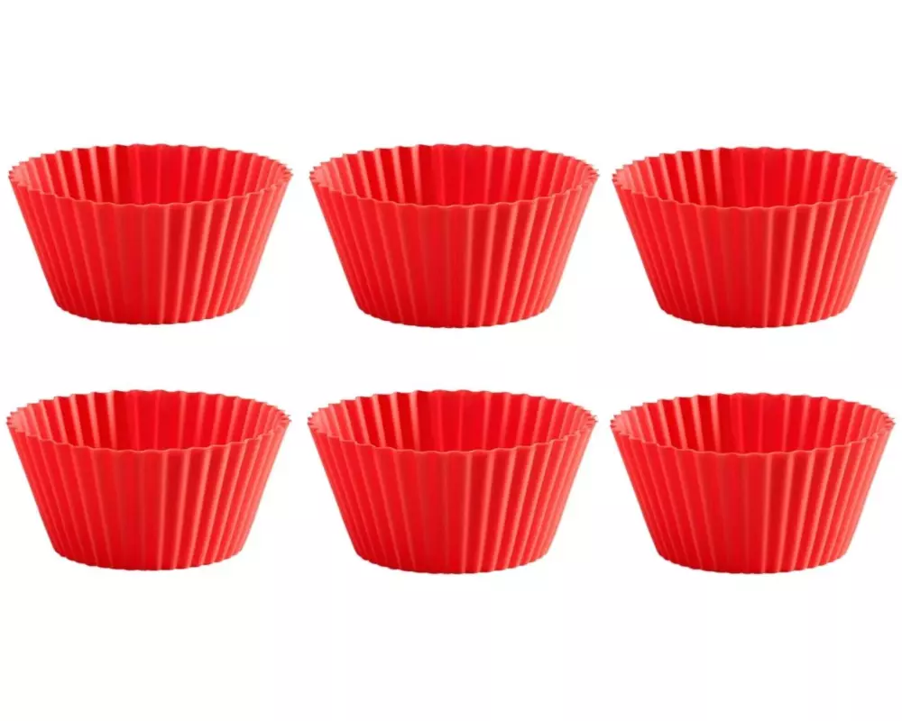 Lékué Muffin Backform Silikon, Rot, 6er Set