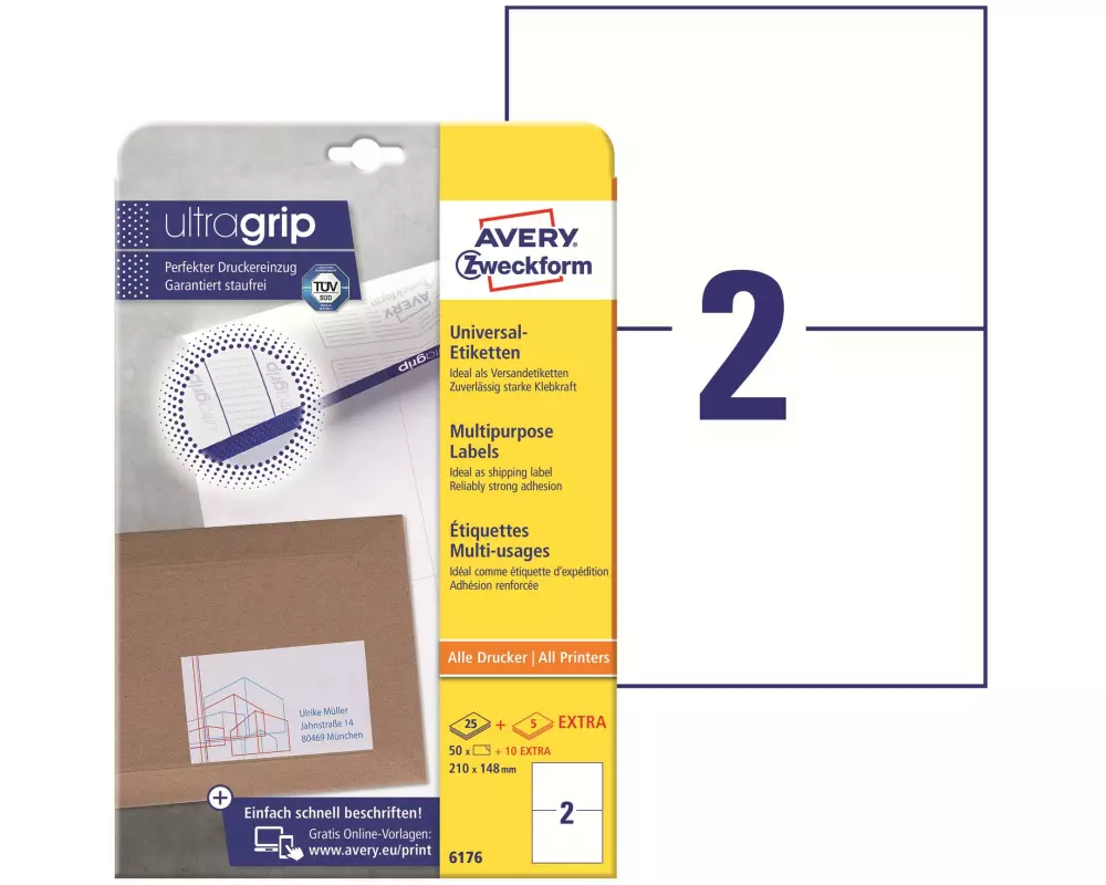 Avery Zweckform Universal-Etiketten 6176 210 x 148 mm, 30 Blatt