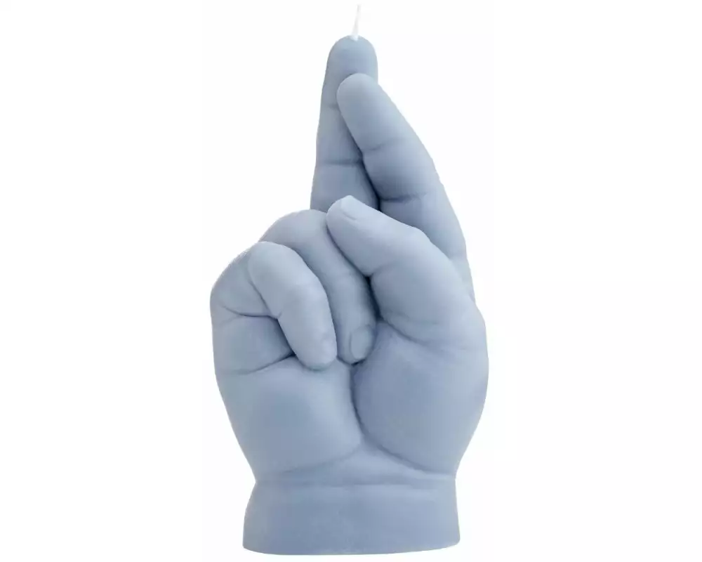 Mandatus Kerze Candle Hand Baby Crossed Fingers, Grau