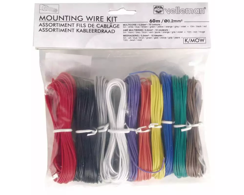Velleman Kabel K/MOW Litze 0.2mm², 60m, 10 Stück