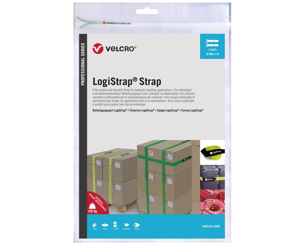 VELCRO Logistrap Strap 50mm x 4m Streifen 2 Stück, gelb