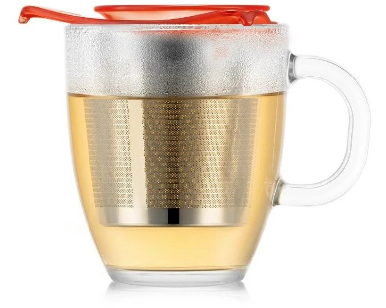 Bodum Teetasse Yo-Yo Set Transparent/Bright Coral, 0.35 l