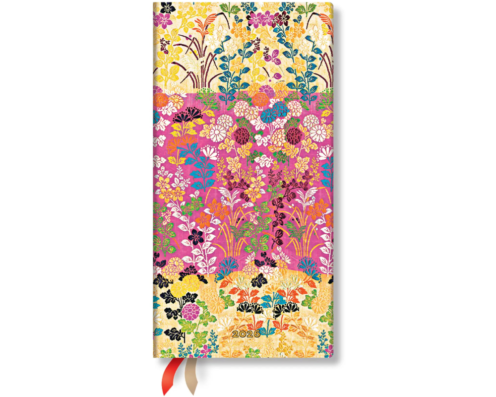 PAPERBLANKS Agenda Kara-ori Pink 2026 DD0583-5 1W/1S VSO schlank DE 9x18cm