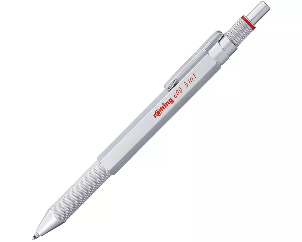 Rotring Kugelschreiber Multipen 600 3 in 1, 0.5 mm, Silber