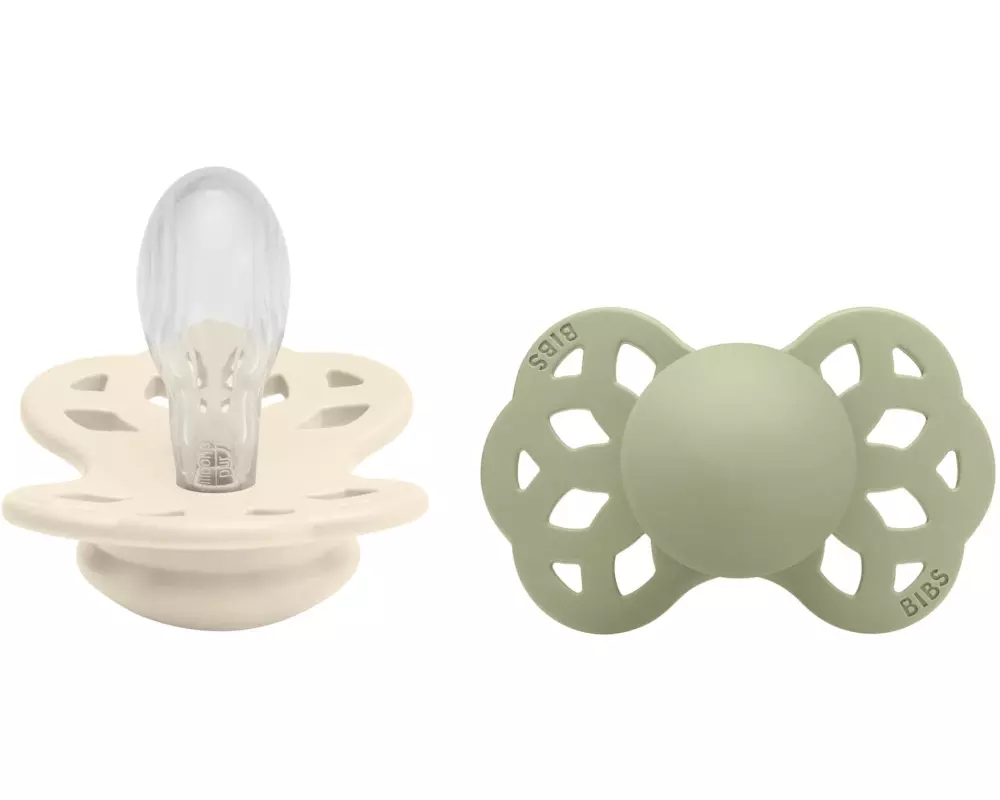 Bibs Nuggi symmetrisch 2er Set Ivory/Sage Green 0-6 Mt.