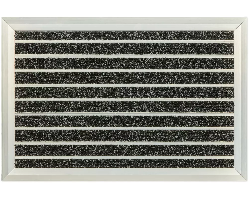 relaxdays Fussmatte Aluminium 40 cm x 60 cm, Schwarz/Silber