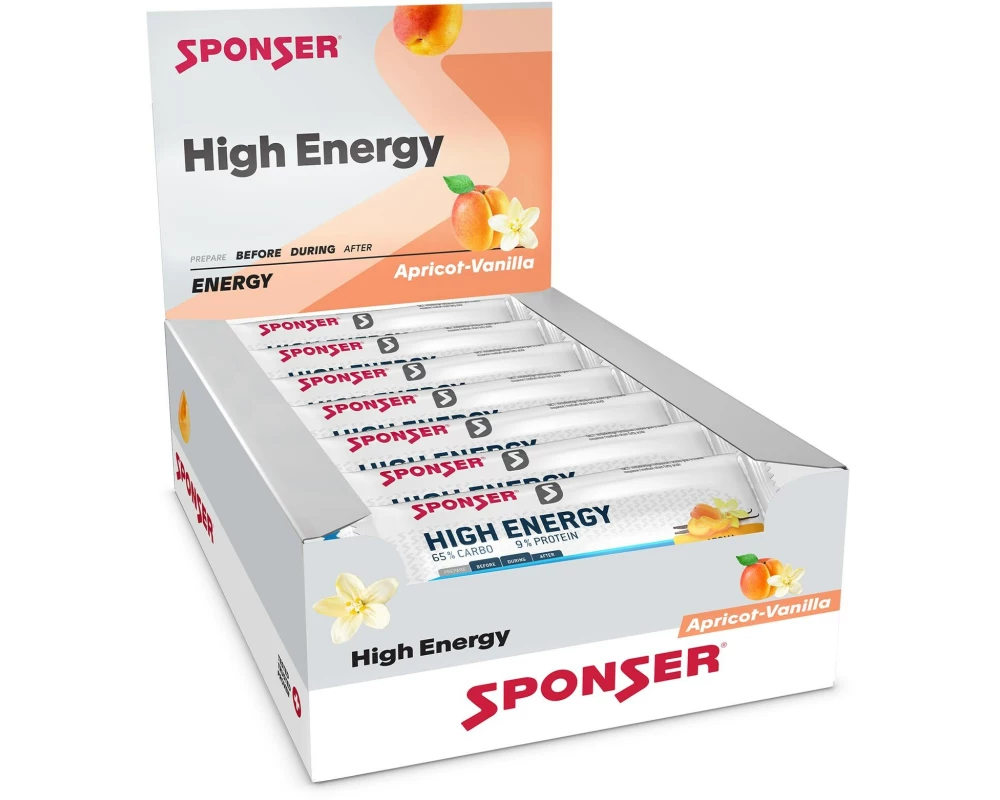 Sponser Riegel High Energy Aprikose/Vanille, 30 x 45 g