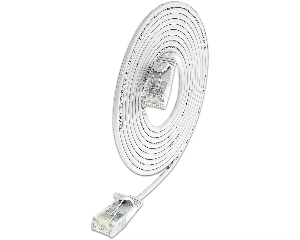 SLIM Slimpatchkabel RJ-45 - RJ-45, Cat 6, UTP, 7.5 m, Weiss