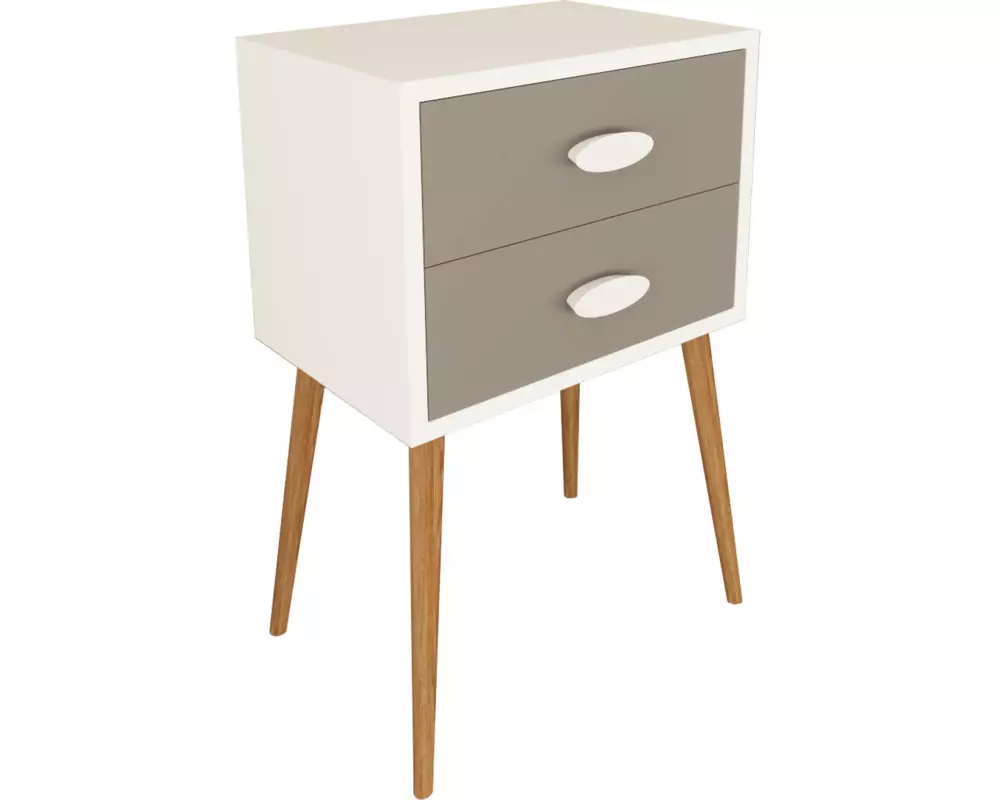 VCM Nachttisch Singol XXL 45 x 70 cm, Weiss/Anthrazit