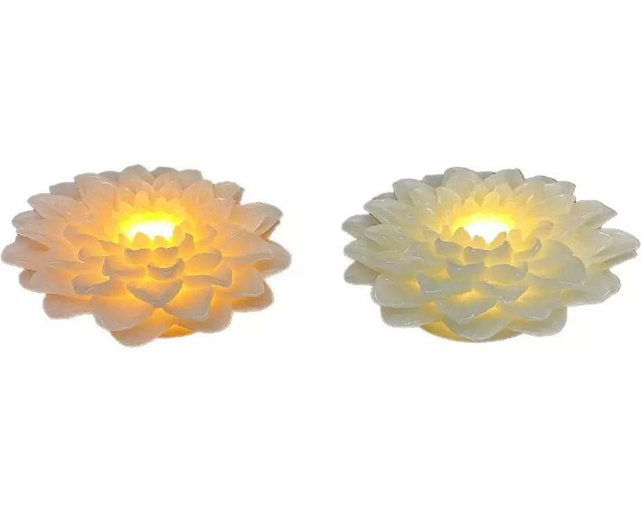 Dameco LED Wachskerze Rose Blüte 2er Set rosa und türkis grün