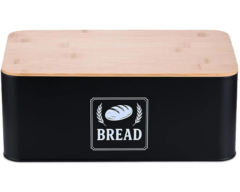 relaxdays Brotkasten Retro Schwarz