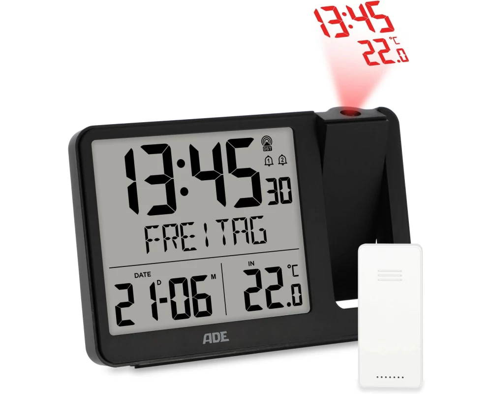 ADE Funkuhr digital Schwarz