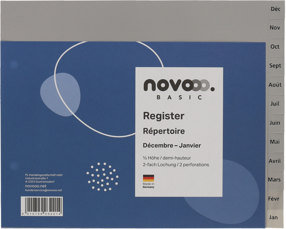 NOVOOO Register PP 1/2 Höhe 40975 grau Déc-Jan FR