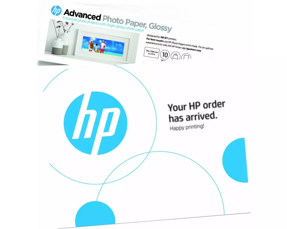 HP Advanced Photo Paper, Gloss, 4x12 in 10 x 30.5 cm, - 10 sheets