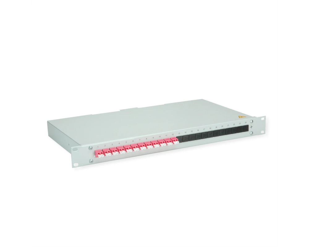 TELEGÄRTNER BASIS eco LWL-Panel mit Kupplungen, 12x LC Duplex, violett, OM4