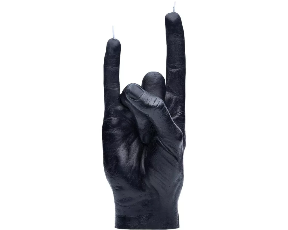 Mandatus Kerze Candle Hand You Rock, Schwarz