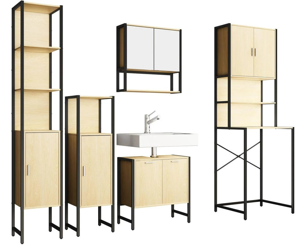 VCM Badezimmerregal Edino 33 x 114 cm, Braun