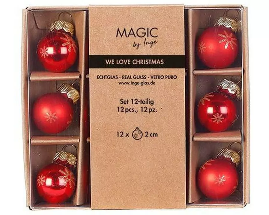 INGES CHRISTMAS DECOR Weihnachtskugel Merry Red Ø 2 cm, 1 Stück, Rot