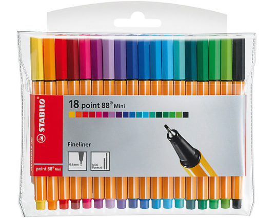 STABILO Point 88 Mini 0,4mm 688/18-1 18 Farben, Etui