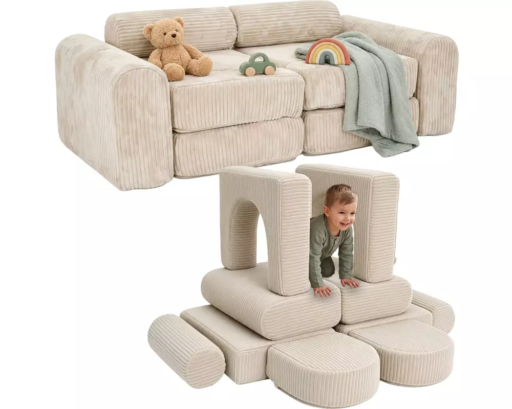 relaxdays Spielsofa Modular 10-teilig, Beige