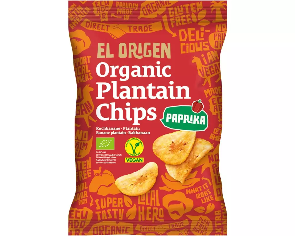 El Origen Kochbananen Chips Paprika Beutel 80g