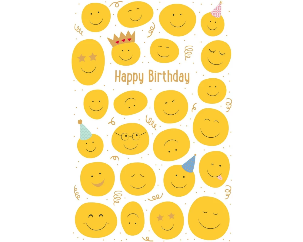 ABC Geburtstagskarte Happy Smileys B6