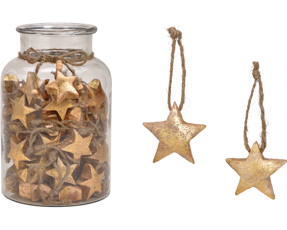ROOST Weihnachtsanhänger Stern 5x5cm 10040635 Holz mit gold