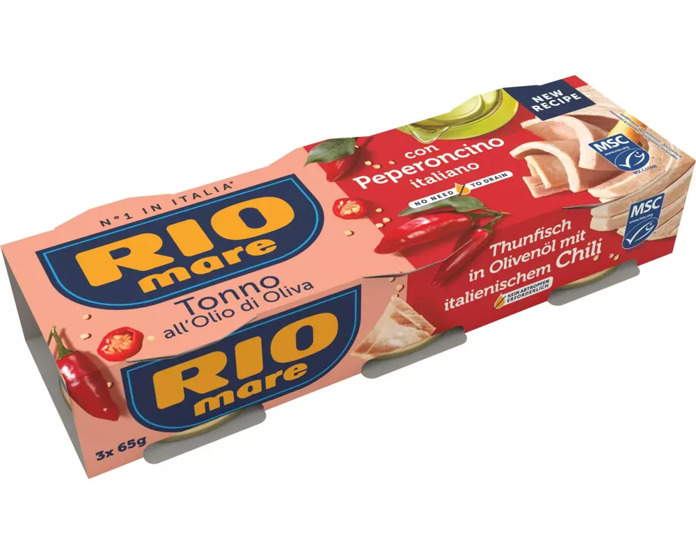 RIO mare Konserven Thunfisch in Olivenöl mit Peperoncino 3 x 65 g