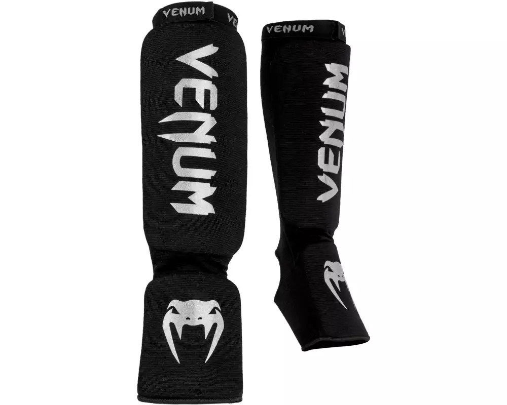 Venum Kontact Shin Guards Schwarz/Silber, L