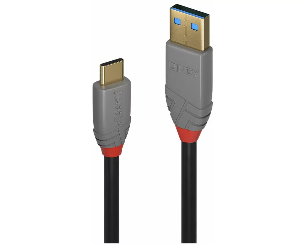 LINDY 3m USB 3.2 Type A, to C Cable, 5A PD, Anthra Line