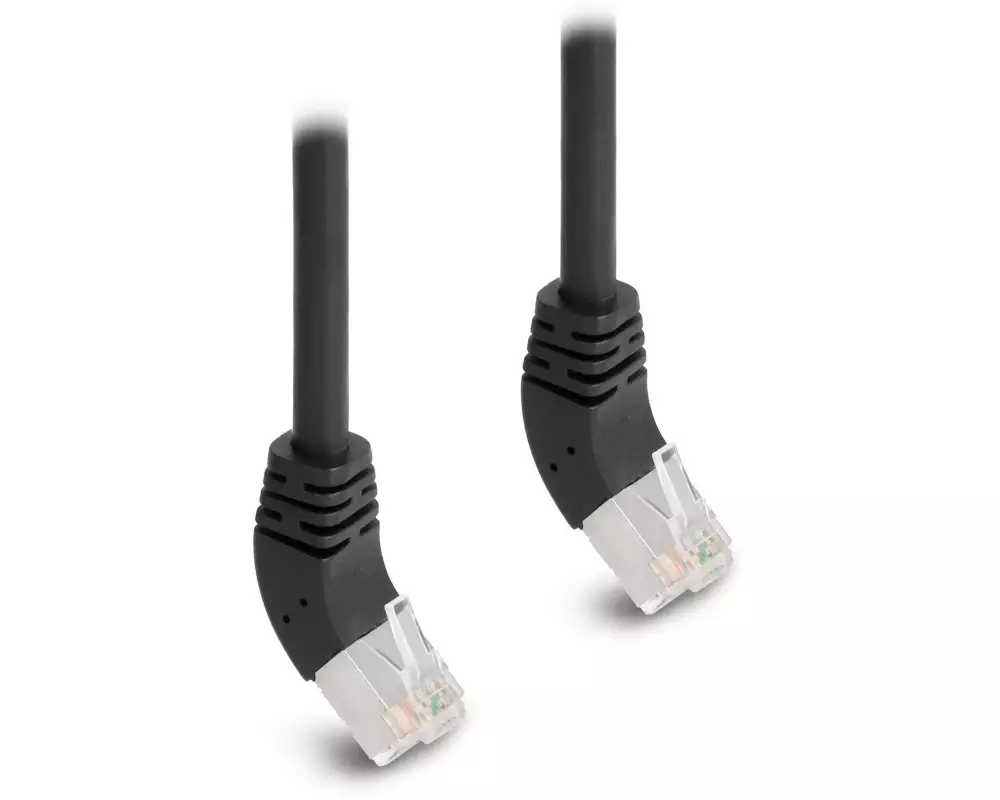 Delock Patchkabel 45° oben gewinkelt Cat 6A, S/FTP, 0.25 m, Schwarz