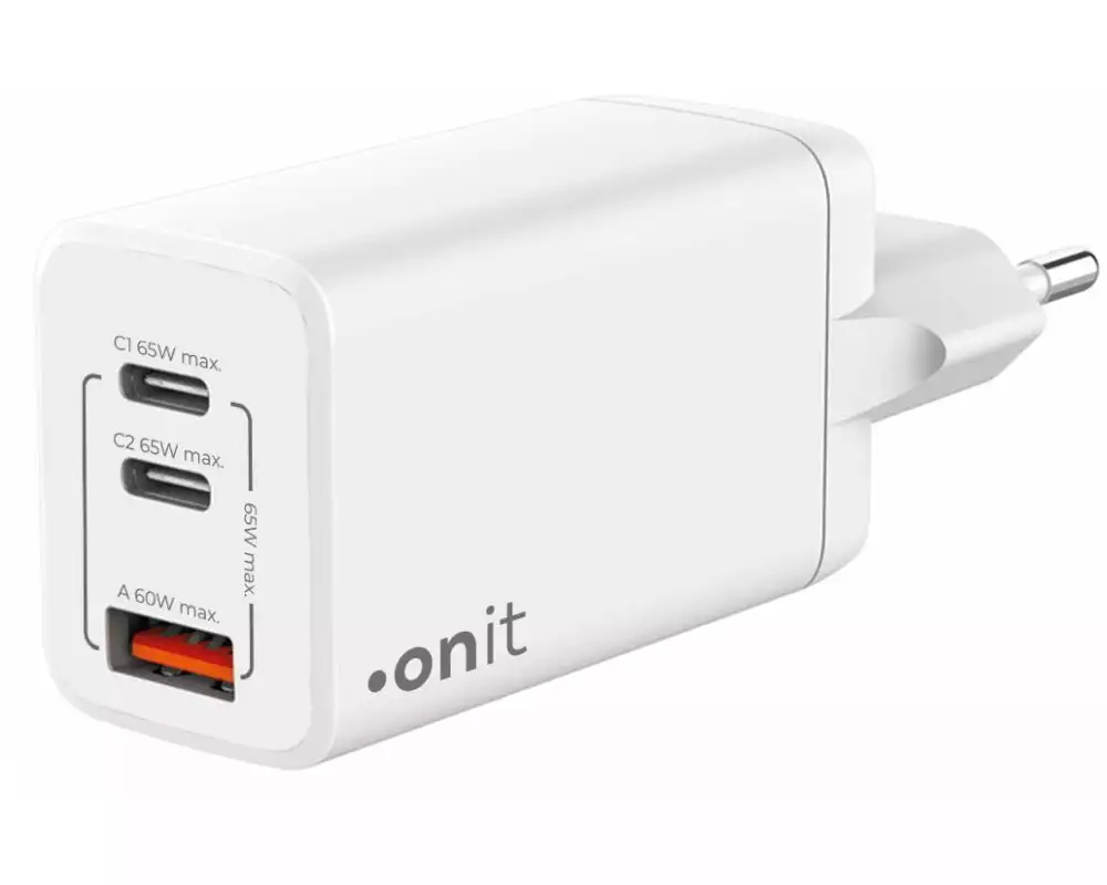 onit USB-Wandladegerät Trial QC4+ 65 W GaN Weiss