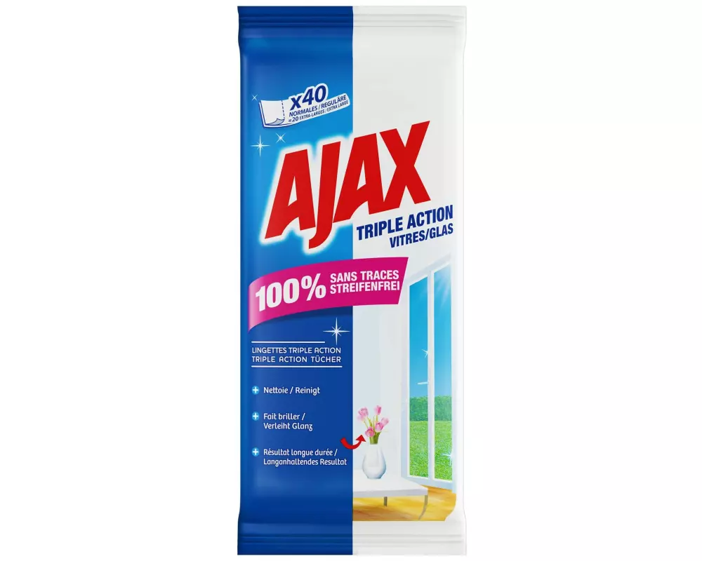 Ajax Glasreiniger Triple Action Tücher 40 Stück