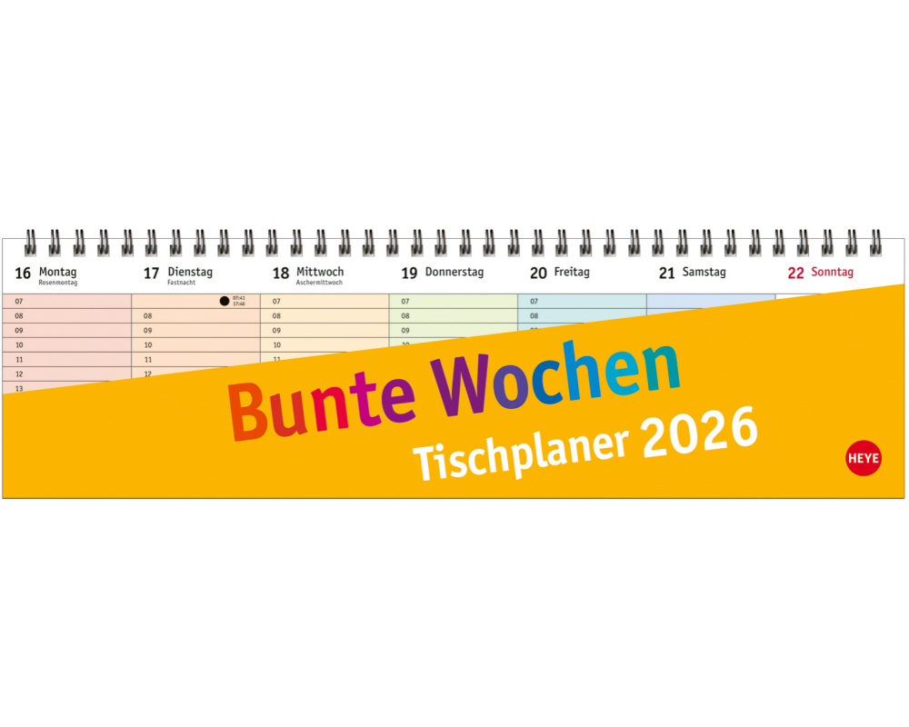 HEYE Tischplaner Bunte Wochen 2026 23321+26 1W/1S DE 32.5x9.3cm