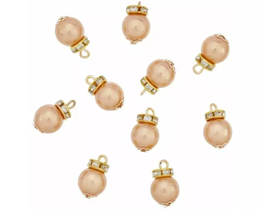 HobbyFun Mini-Figur Christbaumkugeln 1 cm, Champagner, 10 Stück