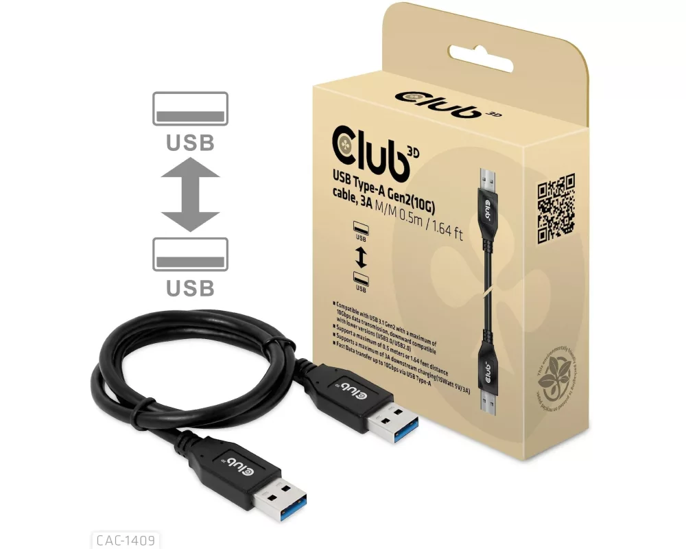 Club 3D USB-Kabel CAC-1409 USB-A - USB-A 0.5 m
