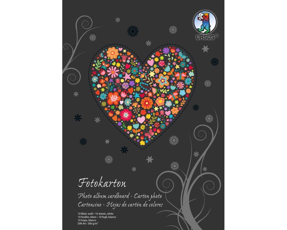 URSUS Fotokarton-Block A4 3704601SE 300g, weiss 10 Blatt