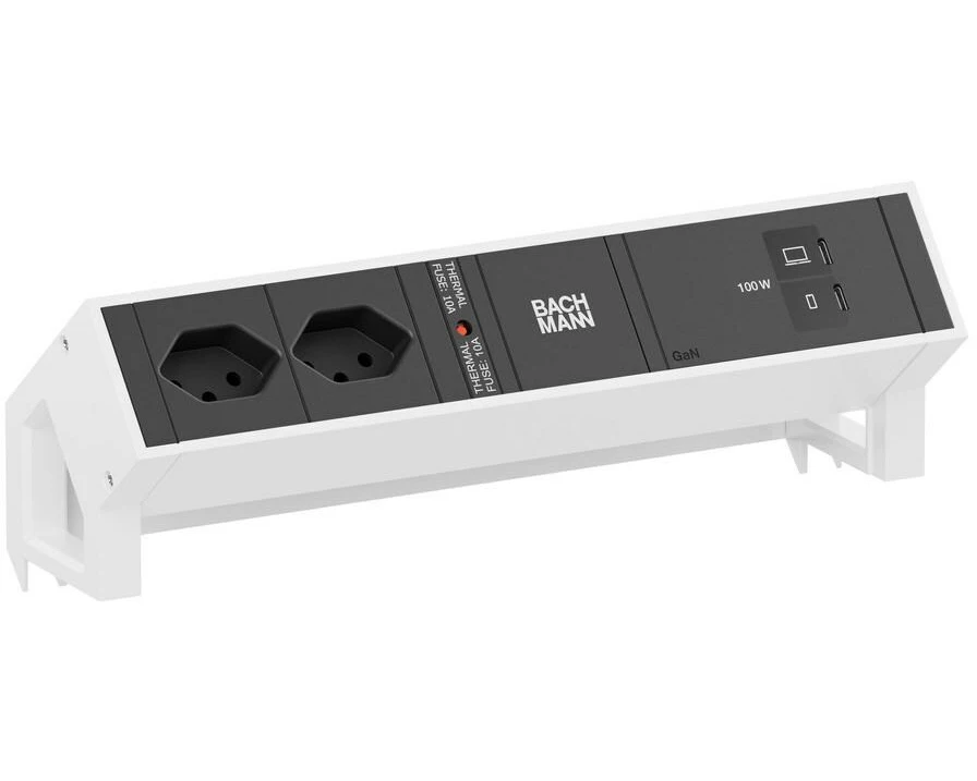 Bachmann Tischsteckdosenleiste DESK2 2xT131xUSB C/C 100W 0.2m RAL9010