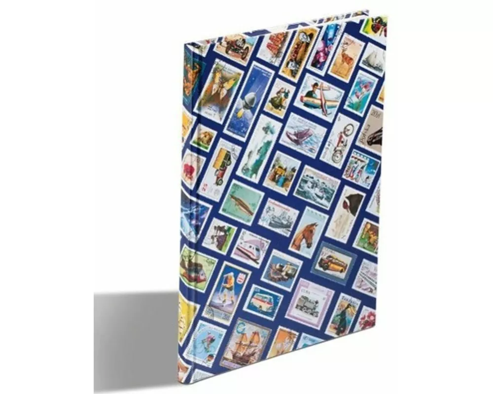 Briefmarken Einsteckbuch HOBBY, 16 weiße Seiten, Einband mit Breifmarkenmotiven, DIN A 4