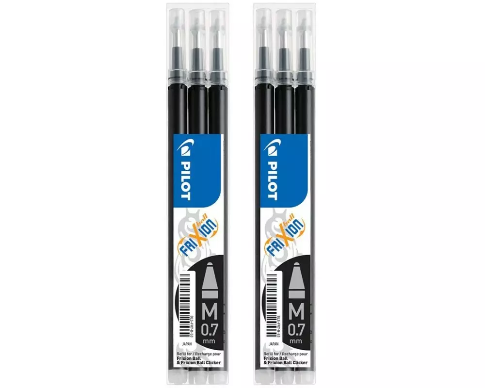 Pilot Patrone FriXion Roller Ersatzpatrone 6 Stück, Schwarz,