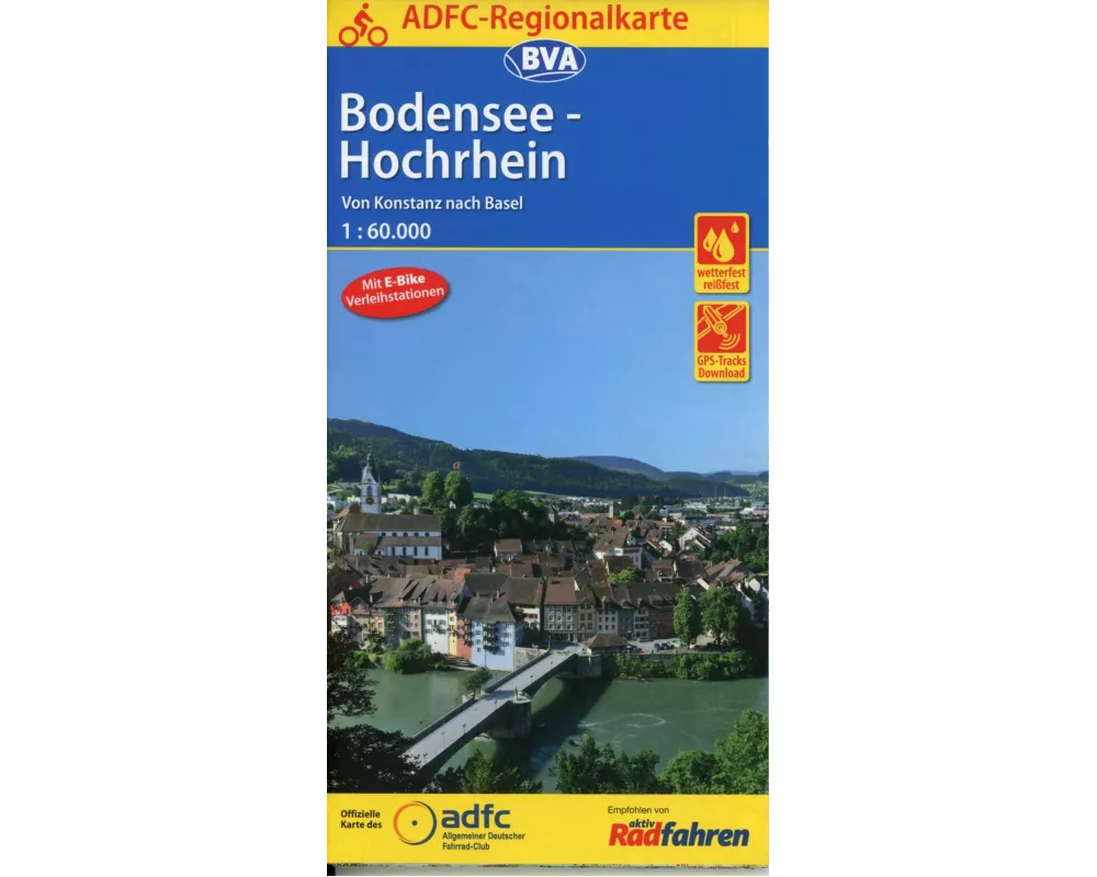 ADFC-Regionalkarte Bodensee-Hochrhein, 1:60.000, mit Tagestourenvorschlägen, reiß- und wetterfest, E-Bike-geeignet, GPS-Tracks Download