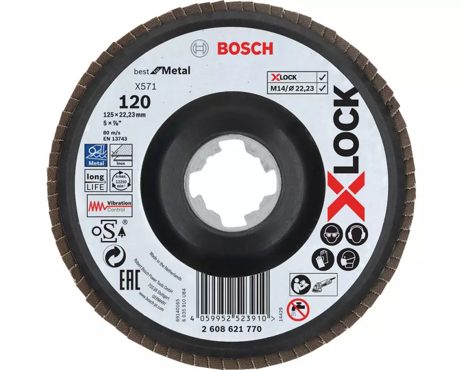 Bosch Professional Fächerschleifscheibe X-LOCK G120 X571, 125 mm