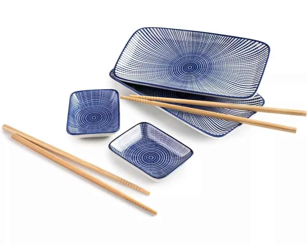 Ibili Sushi-Set 6-teilig, Blau/Weiss