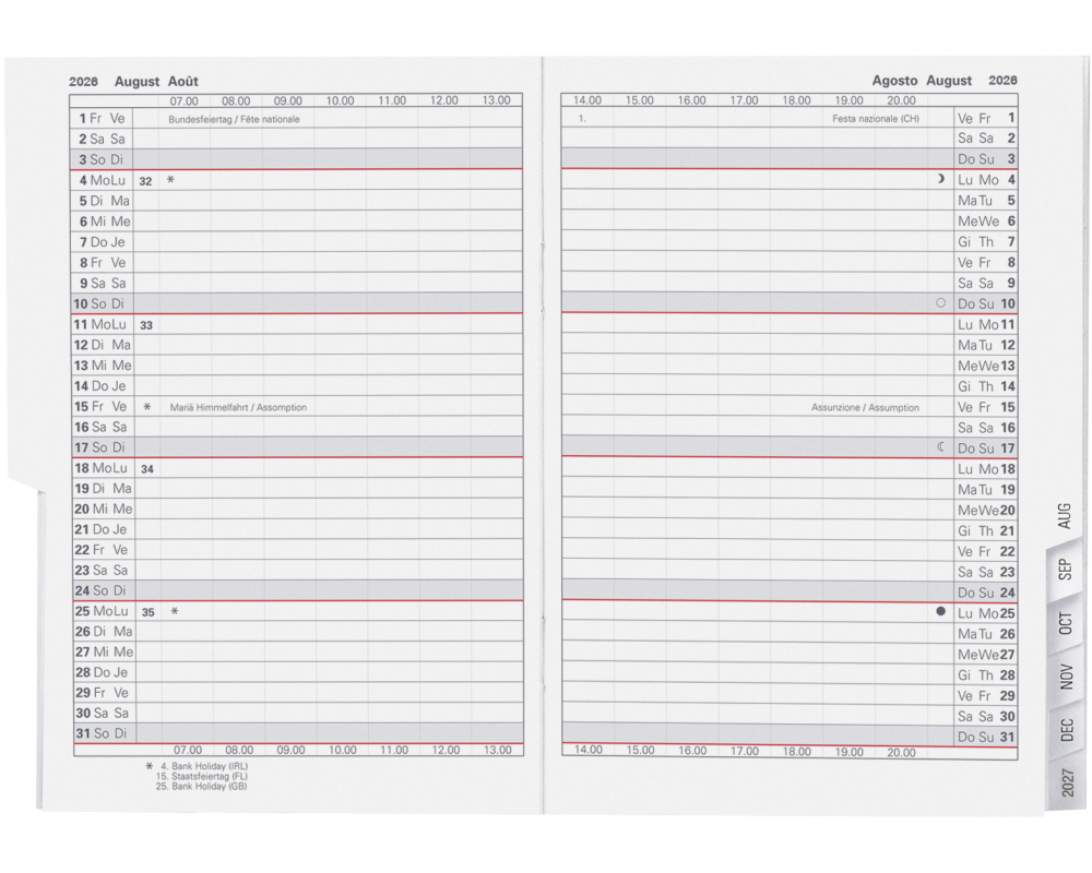 BIELLA Planer Glasgow 2026 855310000026U 1M/2S Ersatz ML 10x13.9cm