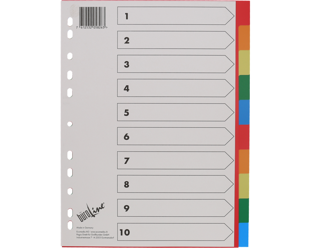 BÜROLINE Register PP A4 40983 bunt 10-teilig