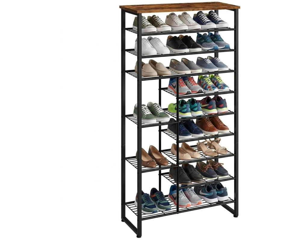 relaxdays Schuhregal 75 x 172.5 cm, Schwarz/Braun