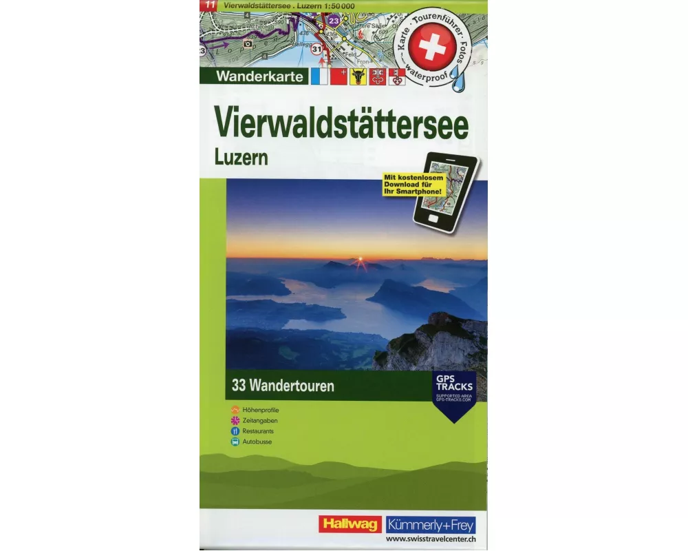 Kümmerly+Frey Wandertourenkarte 11 Vierwaldstättersee 1:50.000